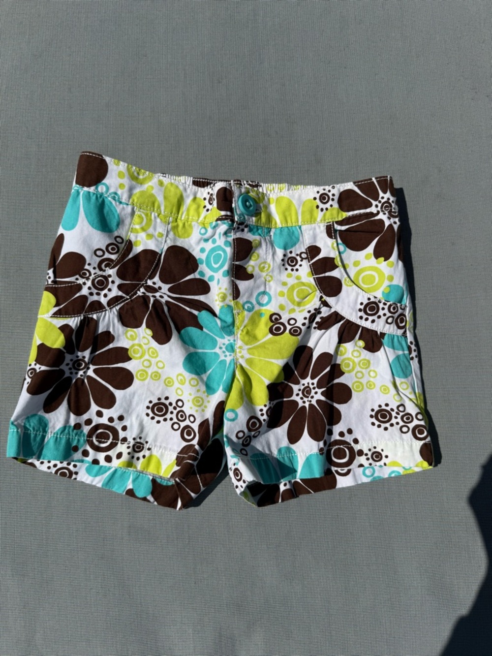 Carter's White Shorts with Teal and Brown Circles y2k vintage